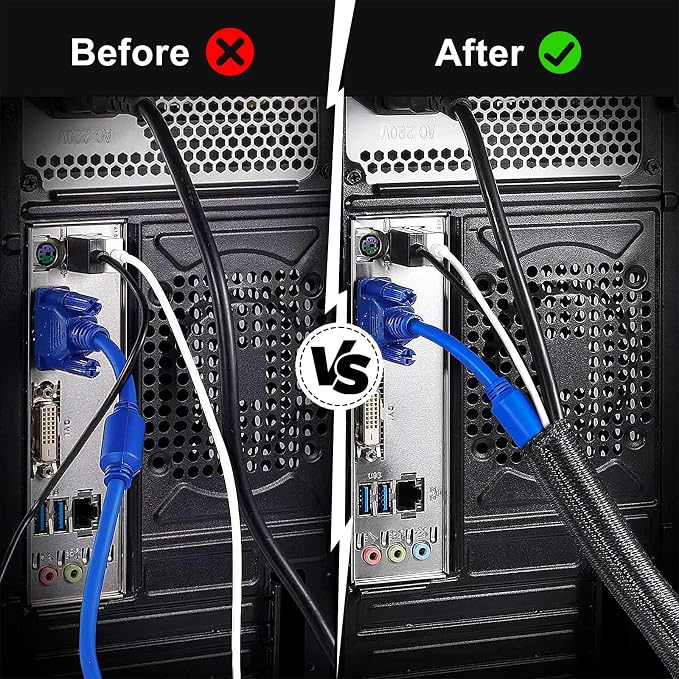 1/8” Cable Management Loom Wrap Sleeve Cord Wire Hider Organizer Covers | - Image 4