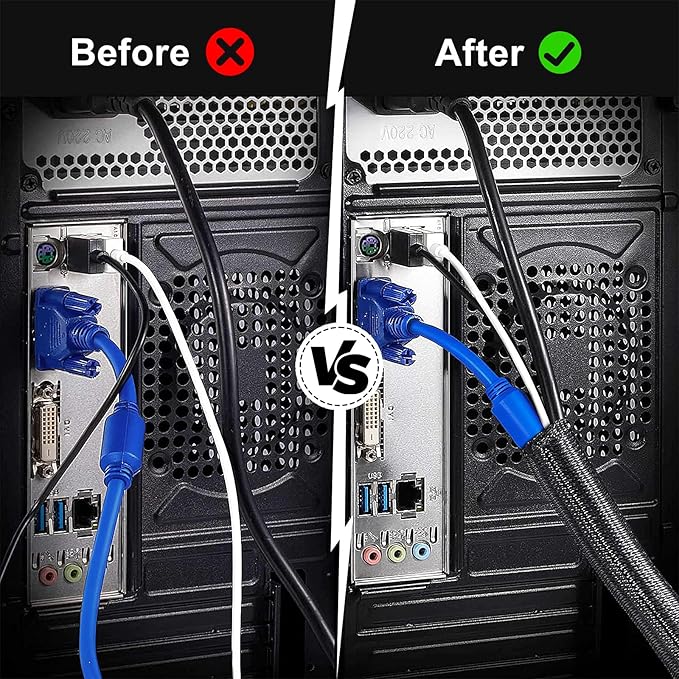 3/8” Cable Management Loom Wrap Sleeve Cord Wire Hider Organizer Covers | - Image 4