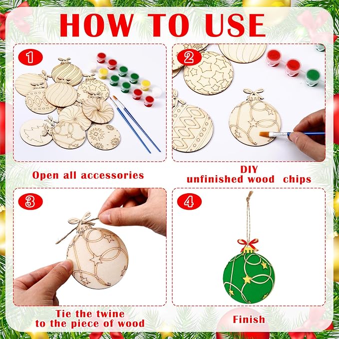 Cinnvoice 60 Pcs Wood Christmas Crafts - Image 3