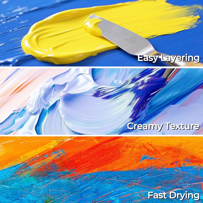 Nicpro 8 Colors Large Bulk Acrylic Paint Set, Rich Pigments, Non Toxic Craft - Image 4