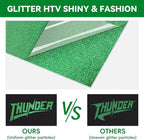 Aoder Green Glitter HTV Heat Transfer Vinyl: 12" x 10FT Green Glitter HTV Iron - Image 3