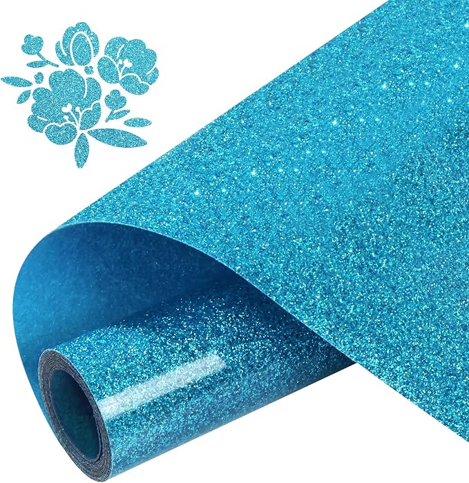 Glitter Heat Transfer Vinyl Rolls 12" x 5FT Sky Blue by Unknown