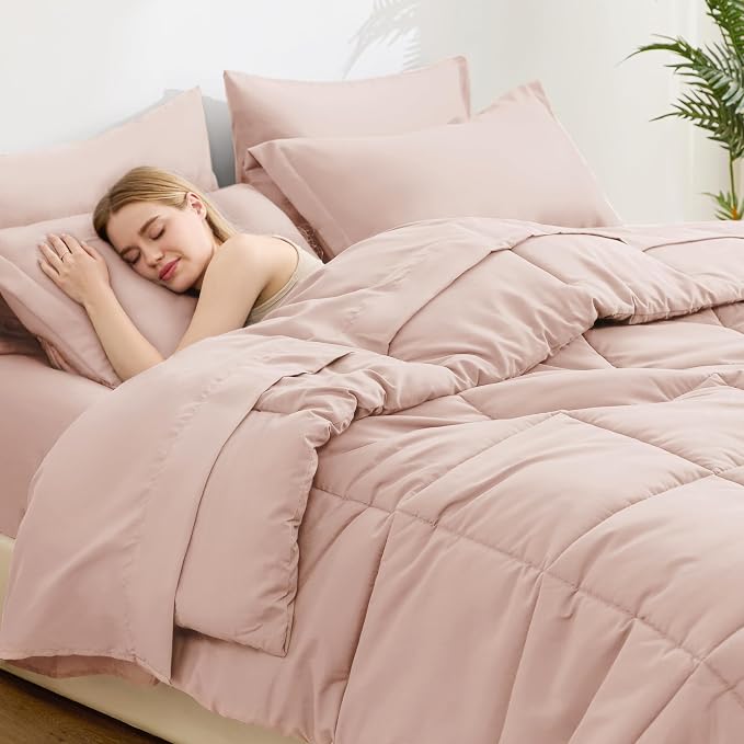 Love's cabin California King Comforter Set Blush Pink, 7 Pieces California King - Image 3