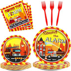 100 Pcs Firetruck Birthday Party Decorations Fireman Plates and Napkins by Qyeahkj