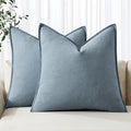 MIULEE Decorative Linen Euro Sham Pillow Covers 26x26 Blue Grey Boho by MIULEE