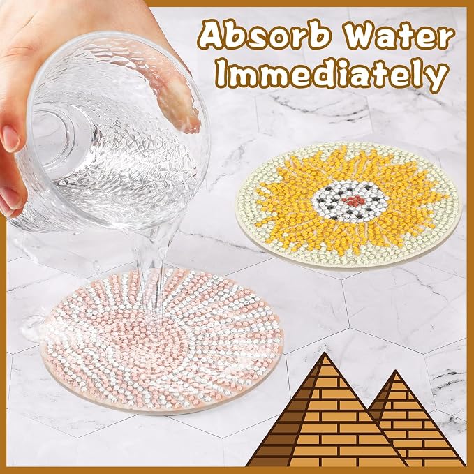 UPINS 8Pcs Boho Diamond Art Painting Coasters - Image 5