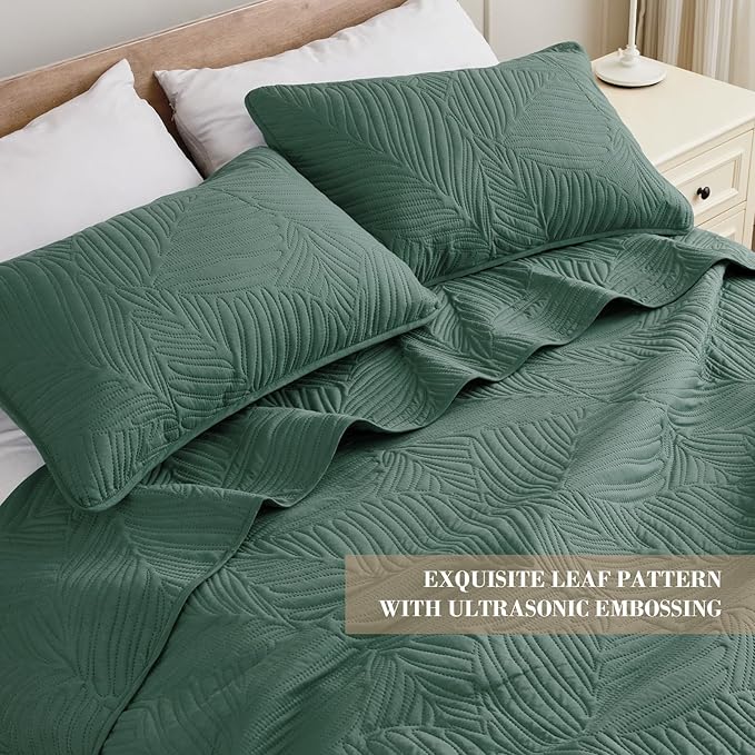 Exclusivo Mezcla Queen Quilt Bedding Set, Lightweight Green Quilts Queen Full - Image 3
