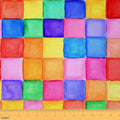 Feelyou Colorful Geometric Fabric by The Yard, Rainbow Abstract Art Square by Feelyou