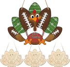 Paintable Thanksgiving Ornaments 3 Sets, Wooden Football Turkey Ornaments to by Sereliy