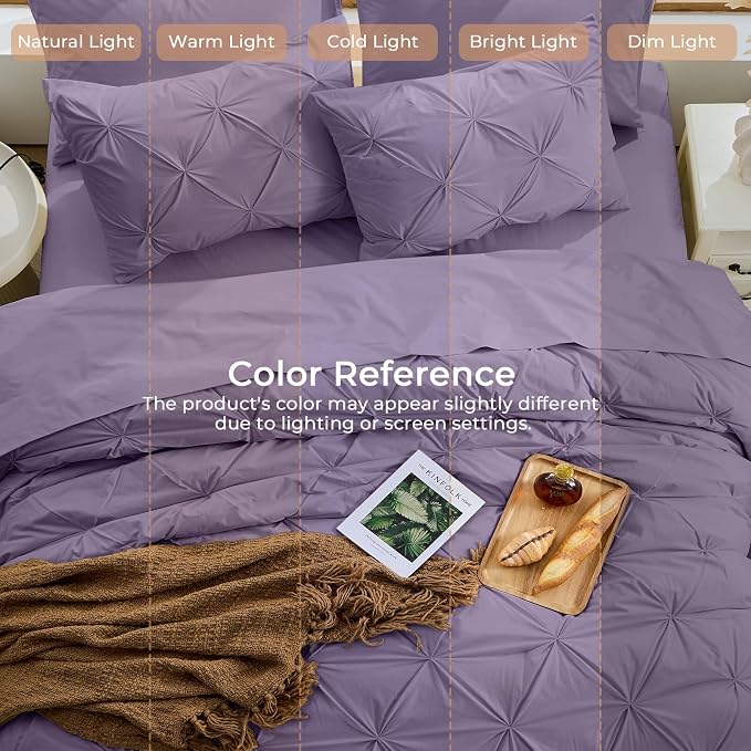 Sasttie Twin Comforter Set, 5-Piece Bed in a Bag, Pintuck Bedding Sets - Image 8