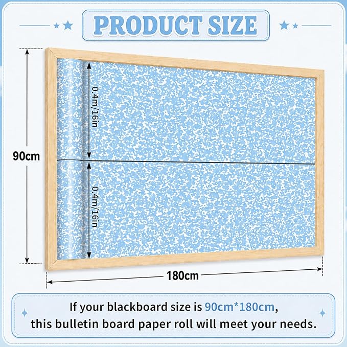 Blue Composition Bulletin Board Roll Non-Woven Fabric Poster 16in X 12ft | Back - Image 3