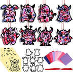 Eersida 32 Sets Valentine's Day Monster Suncatcher Craft Kit, DIY Stained Glass by Eersida