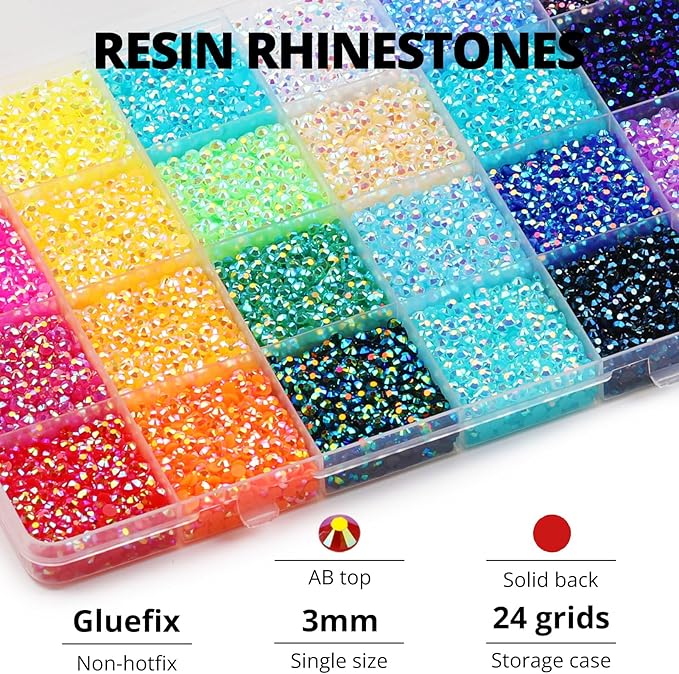 33000Pcs 3mm Rainbow Jelly Rhinestones Gems - Image 3