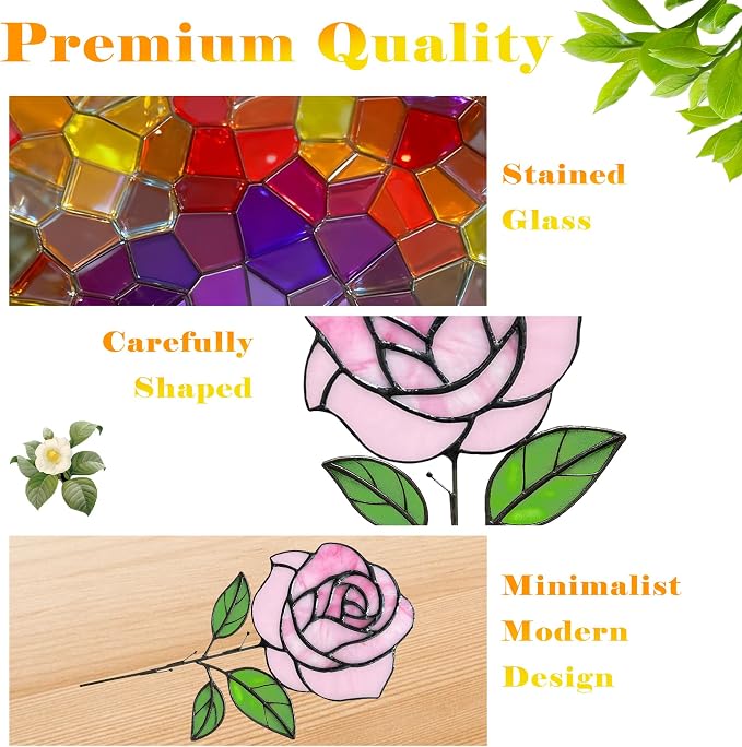 Stained Glass Flowers, Stained Glass Rose - Image 4