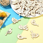 200 pcs Mixed Styles Bird Theme Undyed Wood Cutout Charms Spring Animal Wood - Image 6