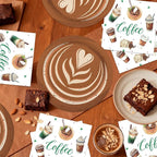 40Pcs Coffee Birthday Decorations Disposable Latte Bridal Shower Plates and - Image 6