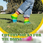 Silkfly White Cotton Socks for Tie Dye White Crew Ankle Socks Tie Dye kit Party - Image 6