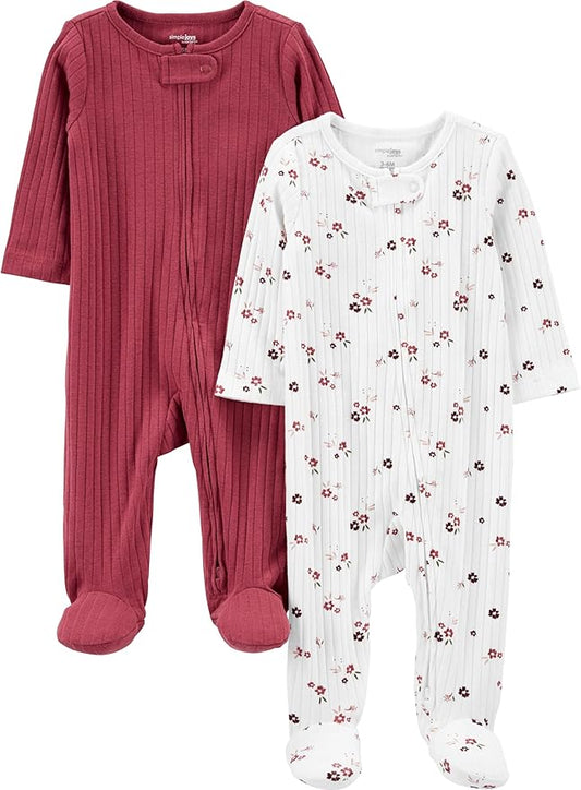 Simple Joys by Carter's unisex baby 2-pack 2-way Zip Textured Sleep and Play