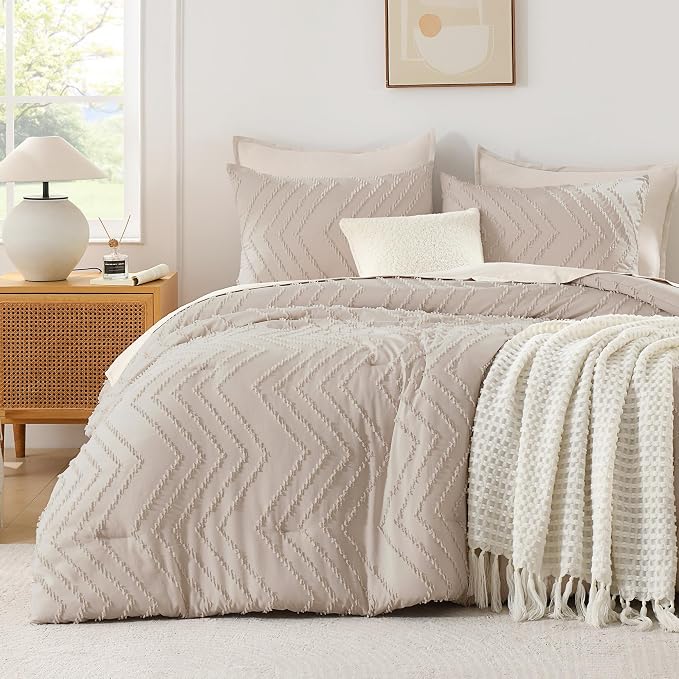 Andency Linen Oversized Queen Comforter Set, Boho Soft Warm Bedding Comforter by Andency
