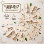 24-Piece 3D Craft Set Wooden Unfinished Wood Crafts Flowersspring Crafts - Image 6