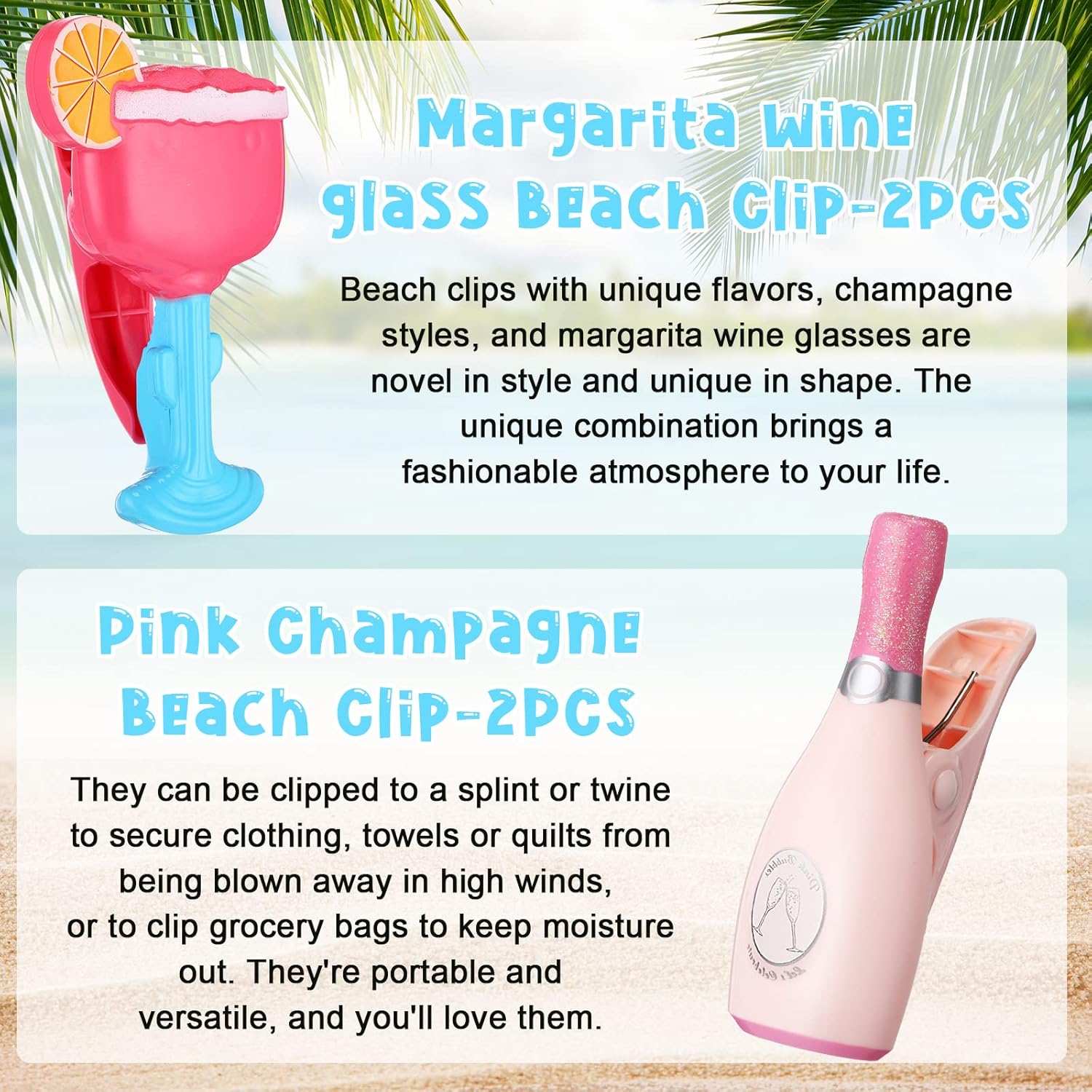 Sieral 8 Pcs Beach Towel Clips Beach Chair Pool Clips for Chairs Plastic Windproof Holder Funny Decorative Clothespins for Patio Accessories Summer, 4 Styles(Cute Style)