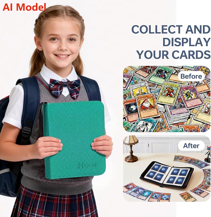 4 Pocket Card Binder for 400 Cards, Premium PU Zipper Card Collection Album - Image 7