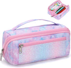 Pencil Case for Girls, Durable Kids Pencil Pouch for School, Wide Opening Soft by BrainyBees