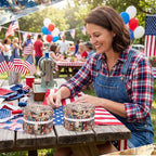 Hosuly 40 Pcs Vintage Patriotic Quilting Fabric Roll Red White Blue Americana - Image 3