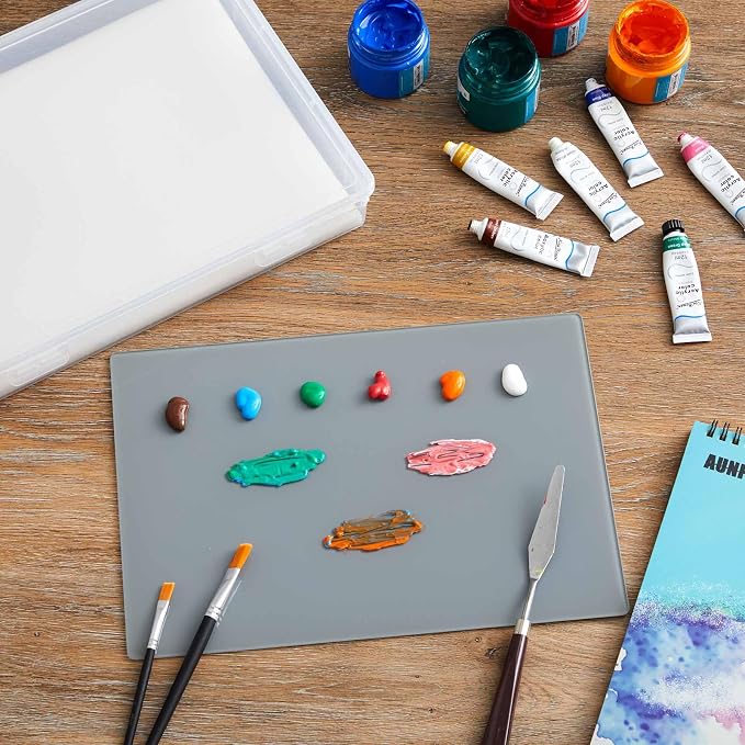 Nuanchu 1 Set Handy Glass Oil Paint Palette Included 12.8 x 9.25 Inches - Image 4