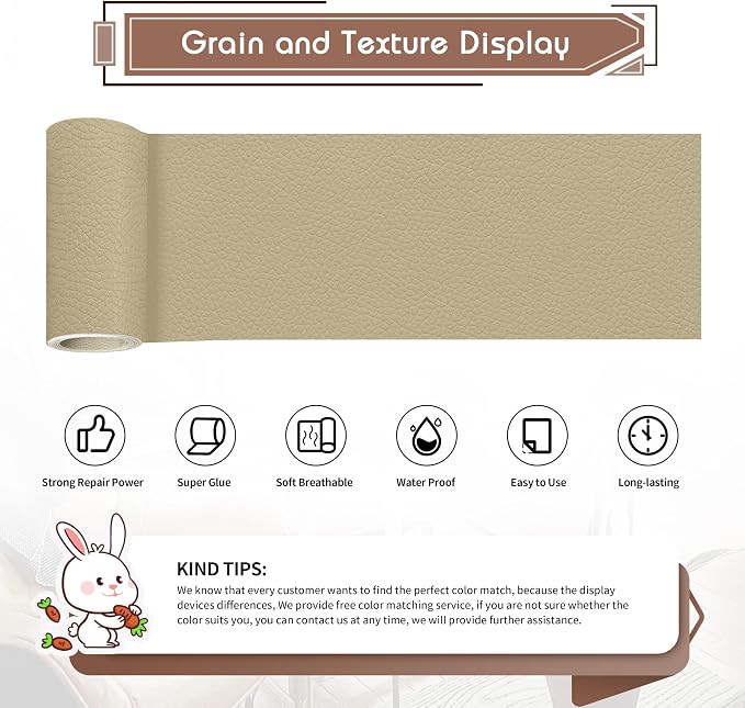 KING MOUNTAIN Leather Repair Patch, 4 x 63 Inches self Adhesive Leather Repair - Image 2