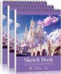 Prudiut Sketch Book 3 Pack, 8.5X11In Violet Spiral Bound Sketch Pad, 50 Sheets by Prudiut