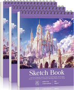 Prudiut Sketch Book 3 Pack, 8.5X11In Violet Spiral Bound Sketch Pad, 50 Sheets by Prudiut