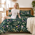 Yiran Dark Green California King Comforter Set, 7 Piece Summer Floral Comforter - Image 9