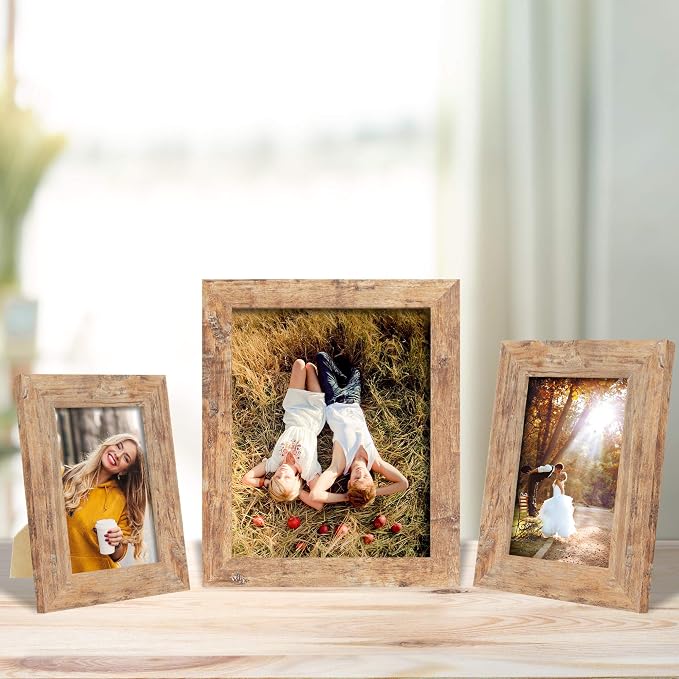 iRahmen 8x10 Picture Frame Set of 4, High Definition Real Glass Rustic Brown - Image 4