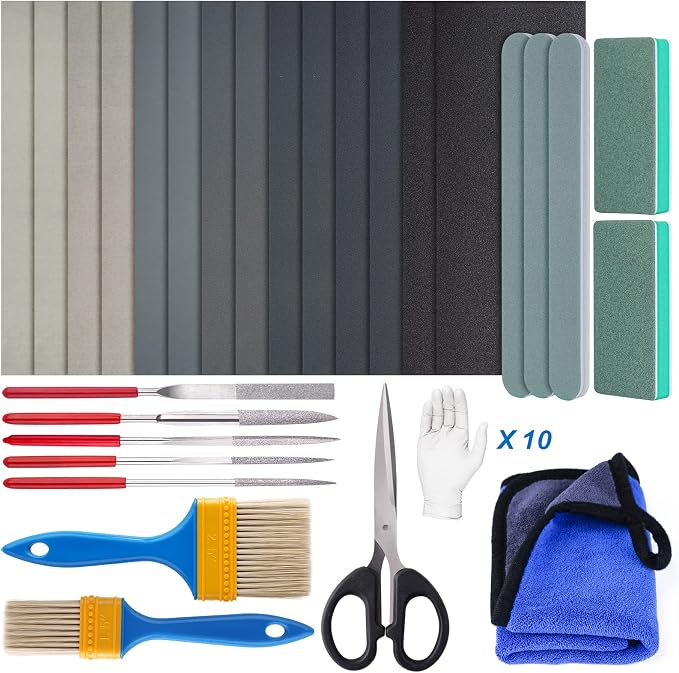 LET'S RESIN Polishing Kit, Resin File Kit, Polishing Strips&Blocks, Wooden Brush by LETSRESIN