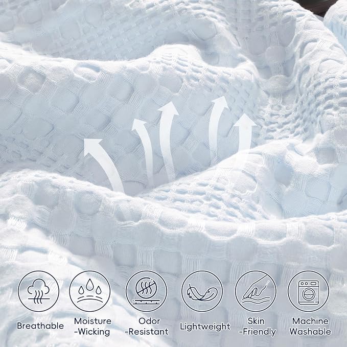 PHF Cooling Waffle Blanket King Size, Lightweight 60% Rayon from Bamboo & 40% - Image 5