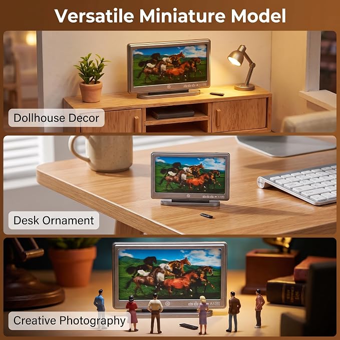 1:12 Scale Miniature TV Set, Tiny Television Dollhouse Furniture Accessories - Image 3