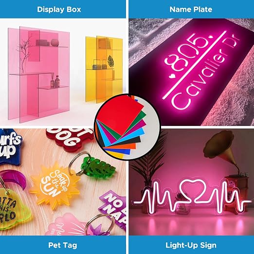 OMTech 10 Pack Colored Acrylic Sheets, 12x8 Inch Plexiglass Sheets - Image 2