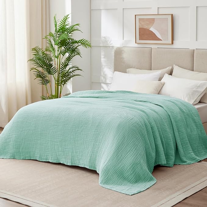 100% Cotton Muslin Blanket Twin 66" x 90", Breathable and Lightweight Cotton - Image 8