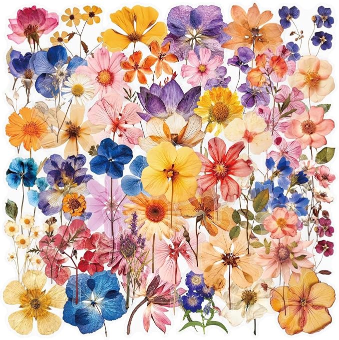 50PCS Transparent Flora Scrapbook Stickers, Vintage Aesthetic Flowers Sticker by Unknown