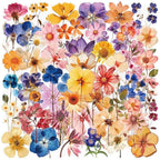 50PCS Transparent Flora Scrapbook Stickers, Vintage Aesthetic Flowers Sticker by Unknown