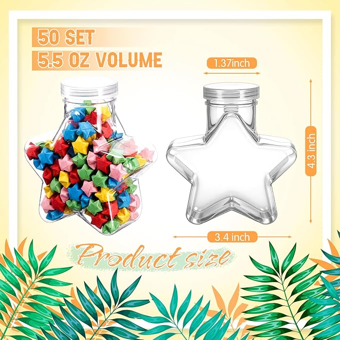 Yinkin 50 Pcs 5.5 oz Star Sand Art Bottles Plastic Clear Sand Bottles - Image 2
