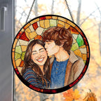 Personalized Couples Photo Faux Stained Glass Sun Catcher, Photo Cuople by Noni