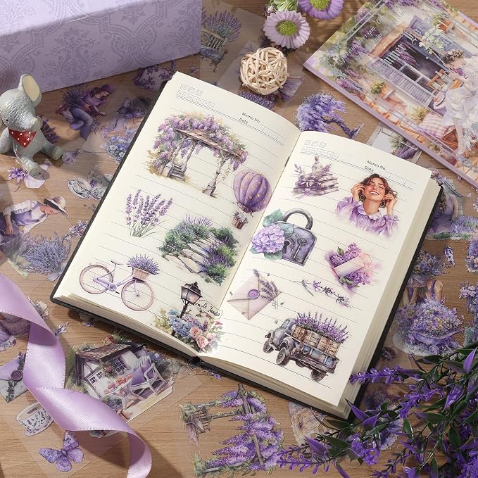Scrapbooking Stickers for Adults 20 Sheets Pre-Cut 120 Pet Transparent Sticker - Image 5