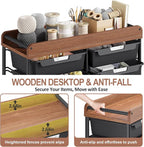 10 Drawers Rolling Cart with Wooden Tabletop, Utility Storage Cart with Wheels - Image 4