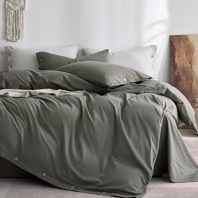 JELLYMONI 100% Washed Cotton Duvet Cover Full – Soft, Breathable Linen-Look by JELLYMONI