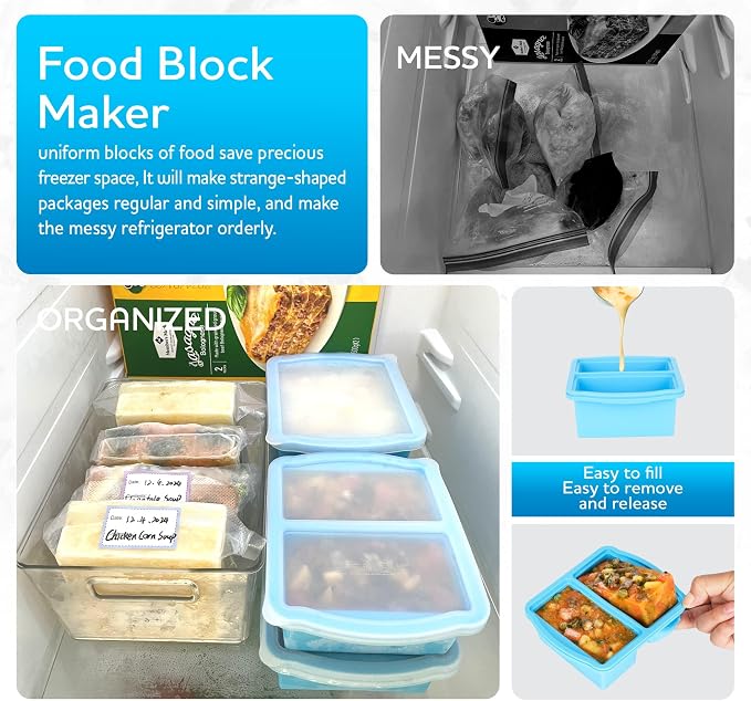 Silicone Freezer Trays with Lids, sauces and individual servings of lasagna - Image 5