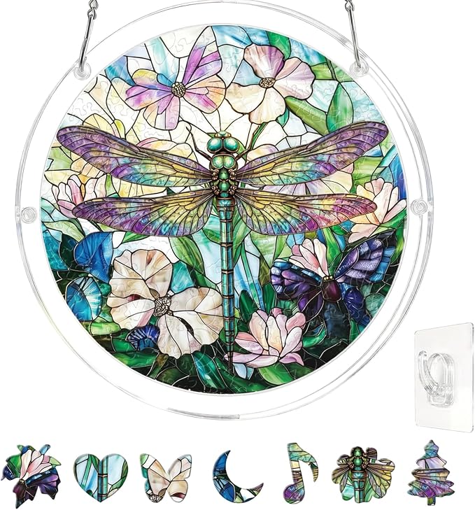 Acrylic Puzzle Suncatcher, Stained Glass Style Art DIY Puzzle by REAIJUNPIN