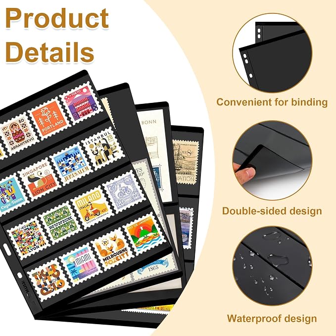 40 Pages 20 Sheets Stamp Album Pages, 8.4 * 11" 4 Styles Stamp Collection - Image 4