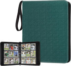 GERMUN 3 Ring 9 Pocket Zipper Card Binder, 720 Double Sided Standard PU Trading by GERMUN
